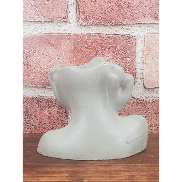 Cement Face Planter Pot, Concrete Persons Upper Body Succulent Planter - Picture 10 of 10